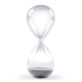 Hourglass Sand Timers - SWISSELITE Biloba Hourglass Sand Timer Inspired Glass/Home, Desk, Office Decor (8Inch-30Mins Gray)