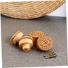 Outanaya 4pcs Boho Drawer Knobs Woven Rattan and Wooden Dresser
