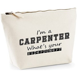 Hippowarehouse I'm a Carpenter What's Your Superpower? printed make up cosmetic wash bag 18x19x9cm