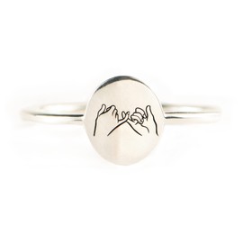 STORYJEWELLERY Friendship Rings, Friend Rings for 2 Women, Pinky Promise Ring, Friend Gifts, 925 Sterling Silver Matching Ring for Friends and Sisters, Bestie Gifts for Women, Size 7