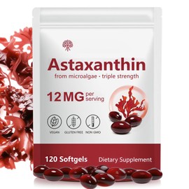 Astaxanthin 12 mg Capsules with Oxidation Protection - Powerful Astaxantina Antioxidant Preparation for Skin, Eyes and Immune System - 120 Softgels