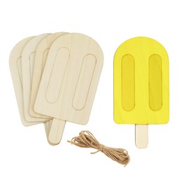 20 Pack 6 Inch Wood Ice Pops Crafts Unfinished Ice Cream Wood Ice Pops Cutouts Wooden Ice Pops Hanging Ornaments DIY Ice Pops Craft Gift Tags for Home Party Decoration Craft Project