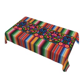 juniissl Mexico Serape Rectangle Tablecloth Washable 60x90 Inch Table Cover Decorative Table Cloth for Party Picnic Kitchen