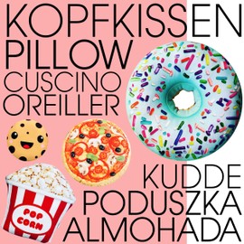 Fun Cushion Donut XXL 45 cm, Pop Corn, Pizza, Cookie Cushion with Free Gift Packaging, Safe Oeko Tex Children's Pillow Material, Pillow for Children, Decorative & Funny Cushion (Cookie)