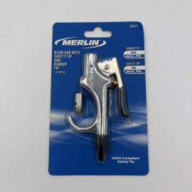 Merlin Air Blow Gun Duster Blower Compressor Nozzle 90 PSI W/ Saftey Tip & Rubber Tip
