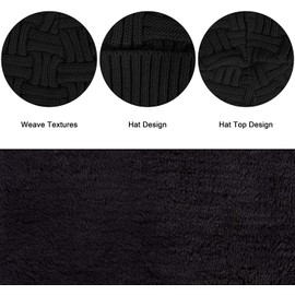 Chalier Men's Knitted Winter Hat, Warm Beanie with Fleece Inner Lining, Black - Beanie B-black