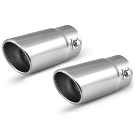 Pack of 2 Exhaust tips - to Fit 1.5 to 2 Inch Exhaust Tail Pipe Diameter- Stainless Steel to give Chrome Effect - Car Muffler Tips