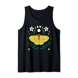 Boho Colorful Lunar Moth w/Moon & Lotus Flowers Nature Vibe Tank Top