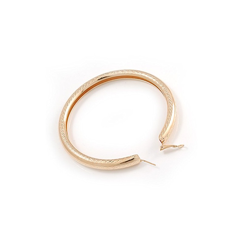 90mm D/Oversized Etched Gold Tone Thick Hoop Earrings