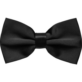Dibi Mens Solid Color Formal Pre Tied Bow Ties - Mens Bowties - Adjustable Bow Tie (Black)