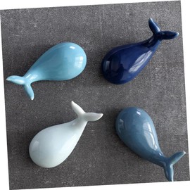 Mikinona 2pcs Unique Chopstick Pillow Ceramic Whale Shape Chopsticks Rest Stand Holder for Forks Spoons