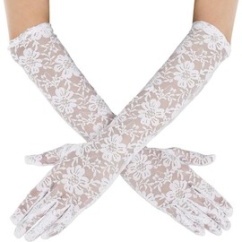 Women's Long Lace Floral Opera Gloves Wedding Bridal Gloves Bridal Dance Gloves Party Stretchy Elbow Length Gloves - Specification: White