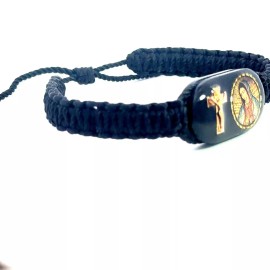 Rosarios Y Mas Our Lady of Guadalupe Cross Black Bracelet Knotted Rope Adjustable NEW