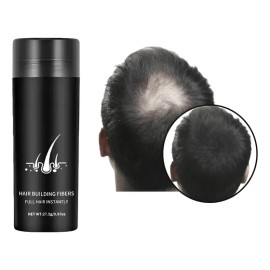 Polvo De Fibra Capilar Negro Cubre Raíz De Cabello Calvicie