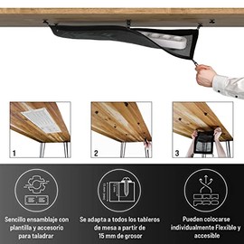Ultimate Setup Bandeja Cables Escritorio - Organizador de Cables Escritorio - Organizador Cables - Ordenador de Cables - Cable Management Desk Negro