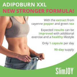 SlimJOY AdipoBurn XXL - Extract of Green Tea Leaves, Cayenne and Caffeine - with Free E-Book Guide - 3 x 30 Capsules