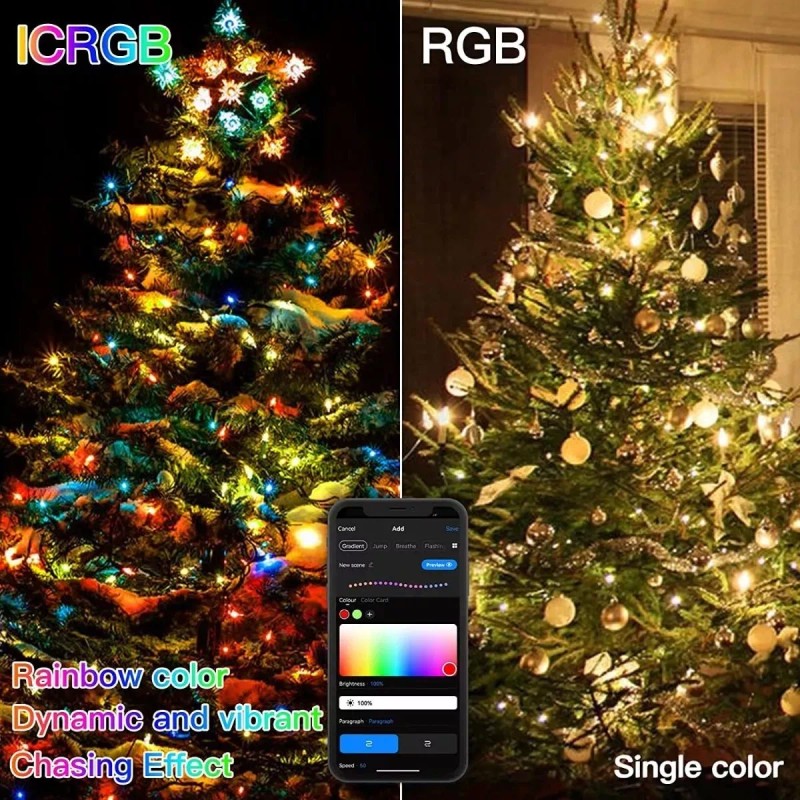 Sanwo Serie Luces Led Icrgb Usb Impermeable Control App 10m