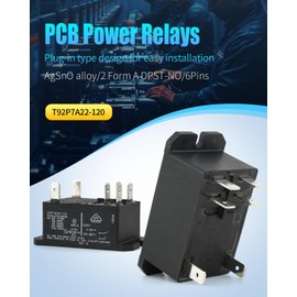 T92P7A22-120 120VAC 5-1393211-7 6Pins 30A AC Voltage DPST-NO (2 Form A) Quick Connect Plastic dust Cover General Purpose Power Relay