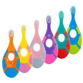 Slotic Baby Toothbrush & Toddler Toothbrush for Age 0-2 Years Old | Extra Soft Bristle for Baby Teeth & Infant Gums | Easy-Grip Finger Handle & Teethi
