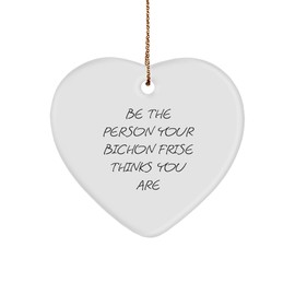 Bichon Frise Dog Lovers Funny Heart Ornament Gifts from Friends Gifts for Bichon Frise Dog Enthusiasts at Christmas