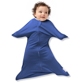 SleepingBaby Zipadee-Zip Transitional Swaddle Sack, 3-6 Month - Roomy Zipper Swaddle for Easy Diaper Changes and Proper Hip Development - Baby Swaddle Sack, X-Small - Classic Navy
