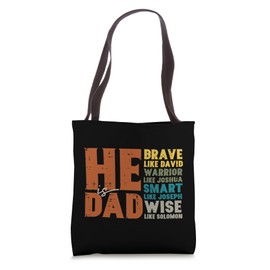 He Is Dad Brave Like David Fathers Day Christian Daddy Papa Tote Bag
