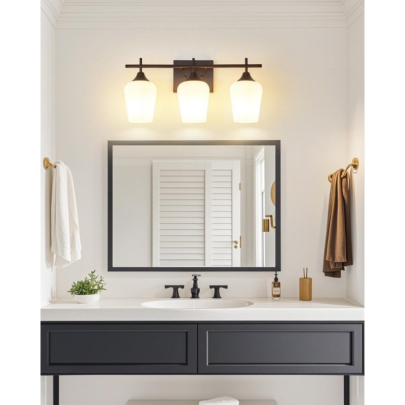 Osimir 3-Light Bathroom Lighting Fixtures Over Mirror, 21" Oil Rubbed