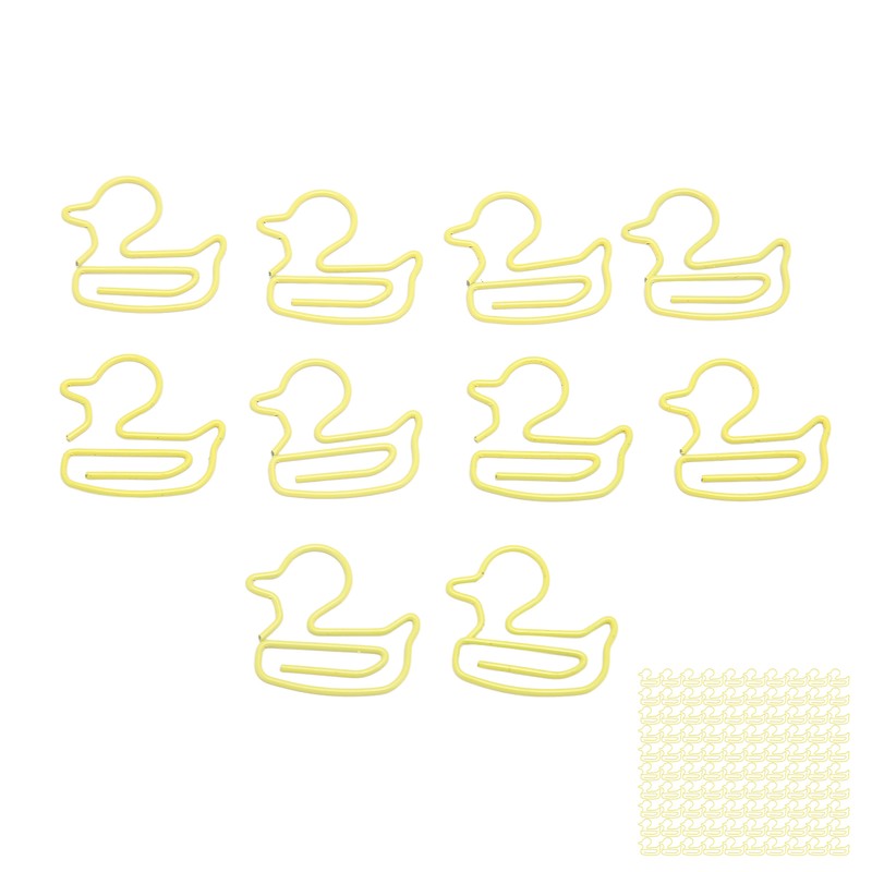 100Pcs Paper Clips Yellow Duck Shape Lightweight Portable Electroplating Process
