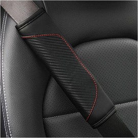 2PCS Car Seat Belt Cover, Carbon Fiber Seatbelt Shoulder Protection, Soft Car Seat Belt Strap Cushion Protect Your Neck and Shoulder, Car Accessories Seat Belt Pad for Car Truck (Black, 9.05*2.36In)