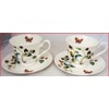 fromeuropewithlove Strawberries & Butterflies Cups and Saucers Set of 2
