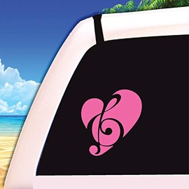 spdecals Music Note Heart Love Car Window Vinyl Decal Sticker 4" Tall (Color: Pink)