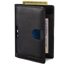 SERMAN BRANDS RFID Blocking Wallets for Men Slim Mens Leather Minimalist Card Front Pocket Bifold Travel Thin (NEW Charcoal Black 5.S)