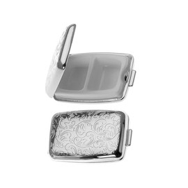 Pill Box with 2 Compartments, Milk Tooth Box, Hair Box, Elegant Silver-Plated, 4.5 x 6.5 x 1.5 cm