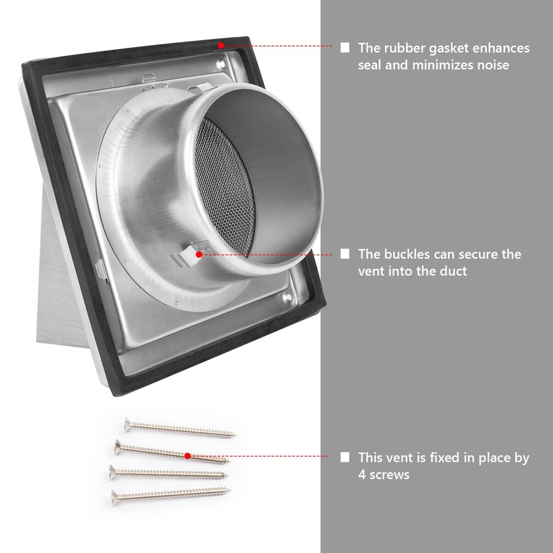 FRESH SPEED 4 Inch Dryer Vent Cover Outside Stainless Steel
