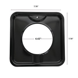 KITCHEN BASICS 101 Made in the USA SGP-400 4 Pack Black Porcelain 7.75” Heavy Duty Square Gas Range Pans Replacement for WP786333, AP6011553, PS11744751.
