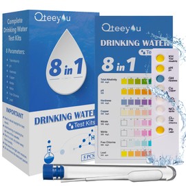 Lead Water Test Kit 2025 Upgraded 8 in 1 Home Drinking Water Testing Kits 5pcs Independent Bag, House Tap and Well Water Hardness Tester, Lead Test Strips for Alkalinity, pH, Copper, Nitrite&Chlorine