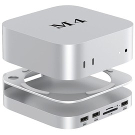 Mac mini M4 Docking Station 2024 (Model Number: MC60H) / M.2 Slots HDMI 2 Screen Support, Heatsink (Aluminum Alloy), 3 x USB TypeA, SD Micro SD Card Reader, Press Power Button, Designed for Macmini M4