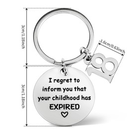 Prasacco 18th Birthday Gifts Keyring, Birthday Keychain Friend Birthday Gift Keychain 18th Birthday Present 18th Birthday Gifts for Boys Birthday Gift Keyring for Girls Boys