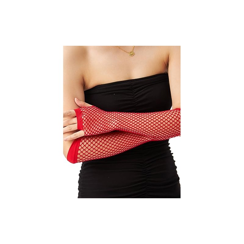 OTPEH Lone Fishnet Gloves Fingerless For Women Fish Net Arm