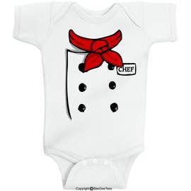 BeeGeeTees Chef Baby Bodysuit Funny Baby Cute Adorable Romper Cooking Costume (White, 12 months)