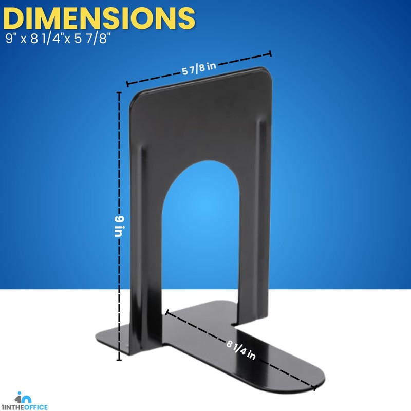 1InTheOffice Metal Bookends, Heavy Duty Metal Bookends, Metal Bookends for