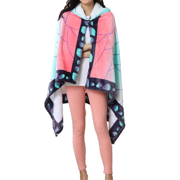 Anime Demon Wearable Blanket Hoodie Throw Blanket Tanjiro Cosplay Cloak