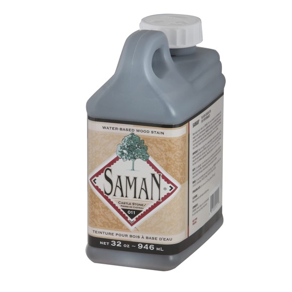 SamaN Interior Water Based Wood Stain - Natural Stain for Furniture, Moldings, Wood Paneling , Cabinets (Castle Stone TEW-011-32, 32 oz)