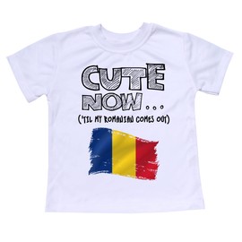 Cute Now Toddler Romania T-shirt 'Til My Romanian Comes Out Kids Shirt Top in White 2T-4T (3T)