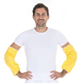 FRANZ MENSCH Hygostar Sleeve Protectors SMS/PE, Yellow, L: 46 cm, W: 20 cm, Cardboard, Arm Protection, Protective Cover, Disposable Sleeves, Pack of 400