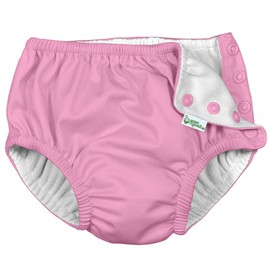 i Play (2 Pack) Girls Reusable Absorbent Baby Swim Diapers - Swimming Suit Bottom | No Other Diaper Necessary White Sea Pals and Light Pink 6 Months
