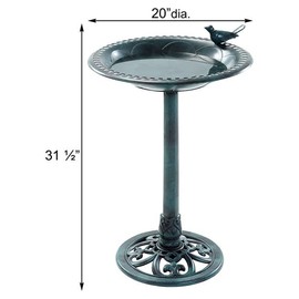 Emerald Standing Bird Bath w/Solar Fountain by Prime Retreat
