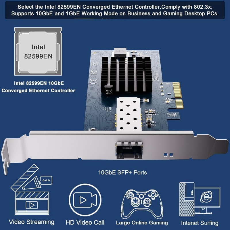 10Gb Open SFP+ PCI-e Network Card, with Intel 82599(X520-DA1) Controller,