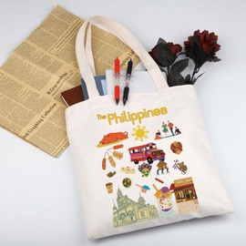 WSNANG The Philippines Travel Tote Bag Philippines Culture Shoulder Bag Filipino Vacation Gift Filipino Pride Tote Bag (Philippines TB)