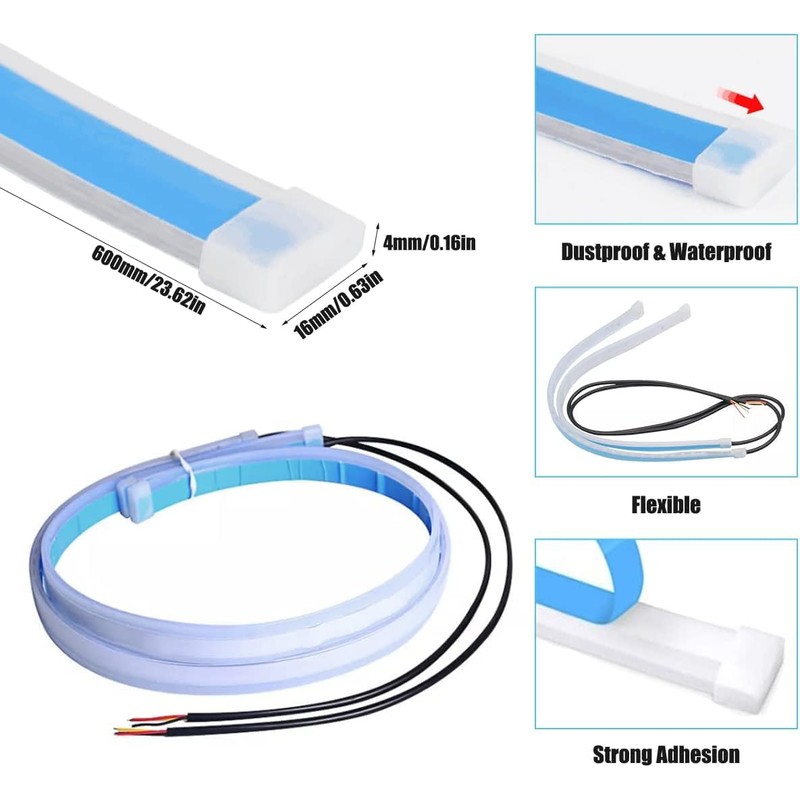JinRui-T 24 Inch LED Headlight Strips 2Pcs Waterproof Sequential Led